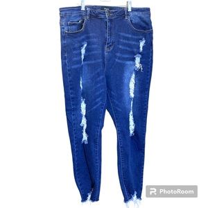 American Bazi Dark Wash Distressed Jeans Size 3X